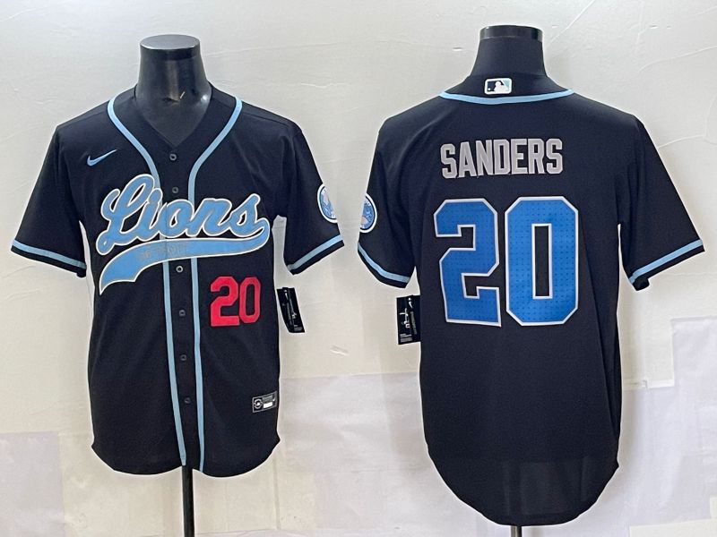 Men 2025 Detroit Lions 20 Sanders Black joint name 2024 Nike Limited NFL Jersey style 1